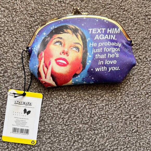 Coin Purse by Ephemera Retro Humor Snap Closure Clutch Kitsch Funny Relationship - Picture 7 of 8